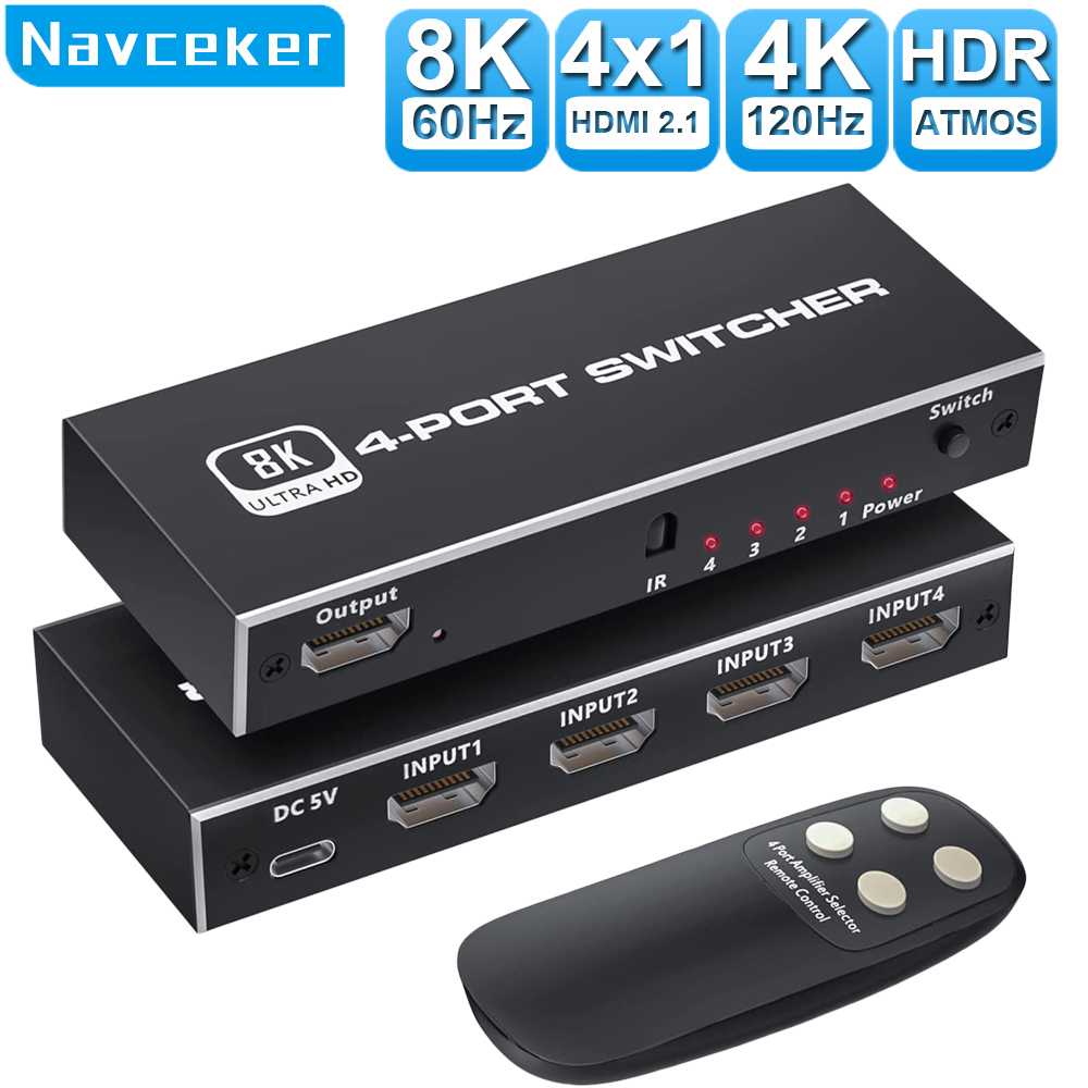 Hdmi Splitter 1 In 4 Out 4K 60Hz - 2026 スイッチャー HDMI 2.1対応 4入力1出力 2入力1出力