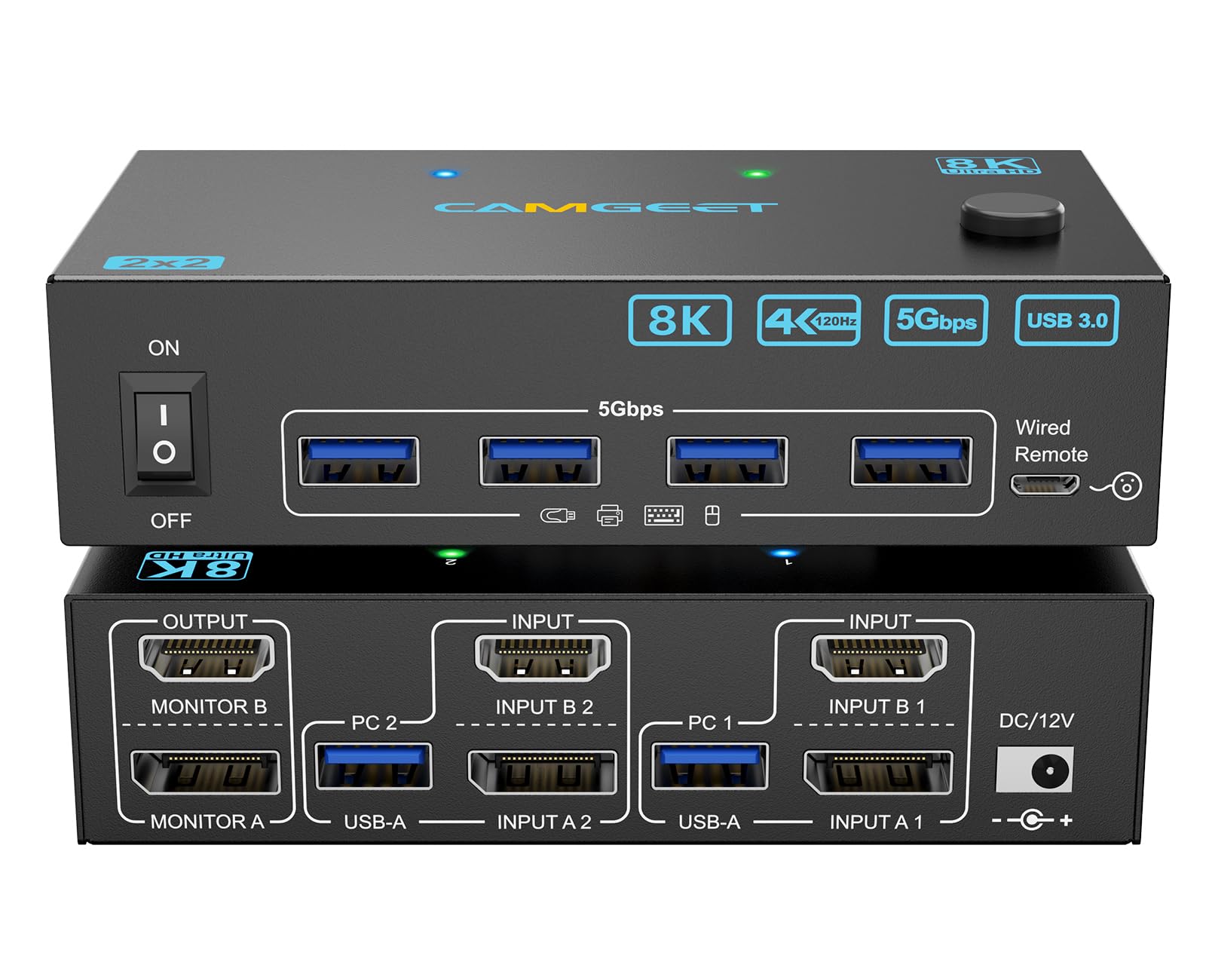 Hdmi Kvm Switch 4 Port Dual Monitor - 4K@144Hz KVMスイッチ 2モニター 2台のコンピューター 8K@60Hz、HDMI +