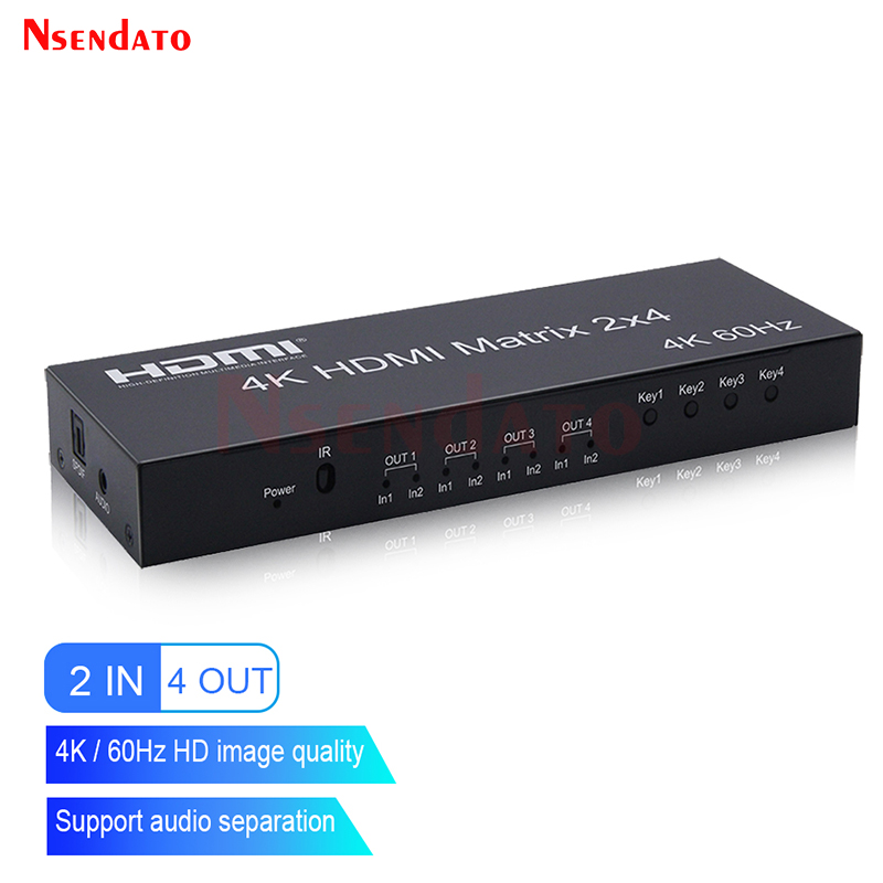 Hdmi Splitter 1 In 4 Out 4K 60Hz - 4K HDMIマトリックス 2x4スプリッター 4K 60Hz 2入力4出力