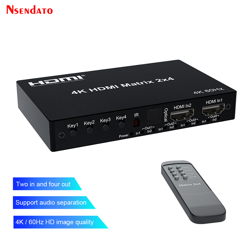 Hdmi Splitter 1 In 4 Out 4K 60Hz - 4K 60Hz HDMIマトリックス 2x4 ドルビー対応 HDMIスプリッタースイッチ