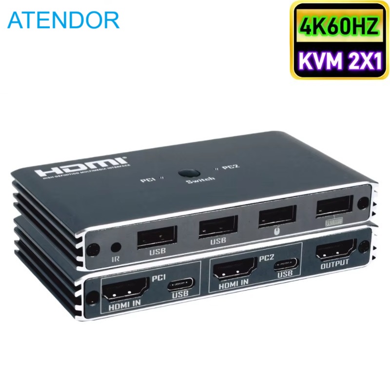 Hdmi Matrix Switch 4X4 4K 60Hz - 4K@60Hz対応 HDMI互換 KVM USBスイッチ 2x1 リモート付き