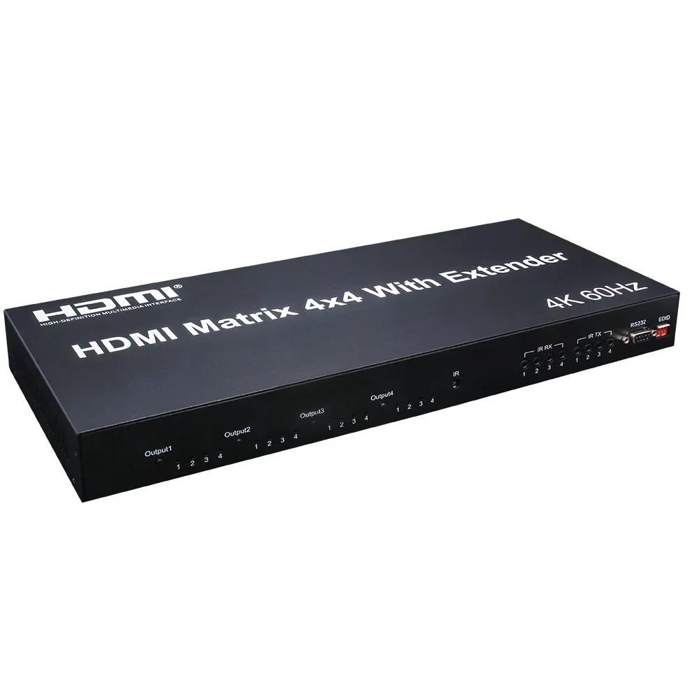 Hdmi Matrix Switch 4X4 4K 60Hz - 4K 60Hz 4x4マトリックスHDMI2.0 4x4 HDMIマトリックス（イーサネットエクステンダー付き、RJ45 Cat6ケーブル経由）ビデオスイッチスプリッター