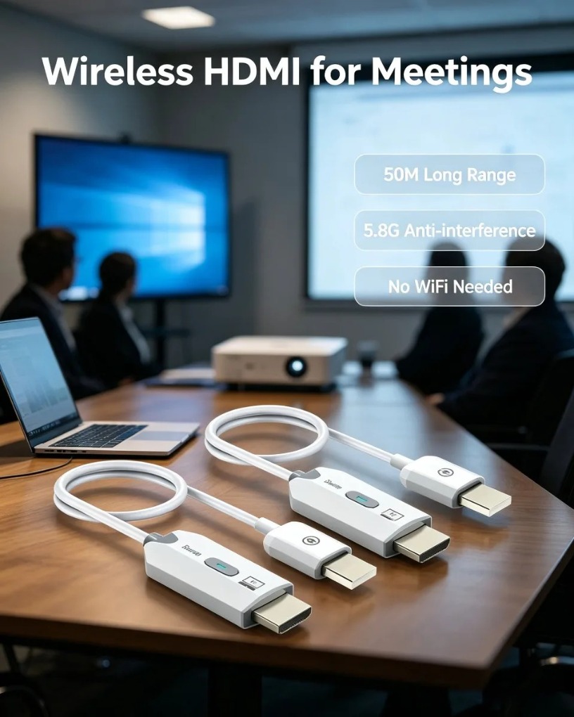 Wireless Hdmi Transmitter And Receiver 4K - ポイントツーポイント4Kデコード対応HDMI互換ワイヤレスエクステンダー50M送受信機、安定した信号、干渉なし、会議用