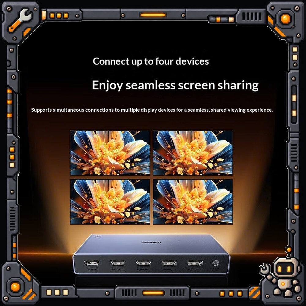 Hdmi Splitter 1 In 4 Out 4K 60Hz - UGREEN CM713-25858 HDMI 2.1 スプリッター 1入力4出力