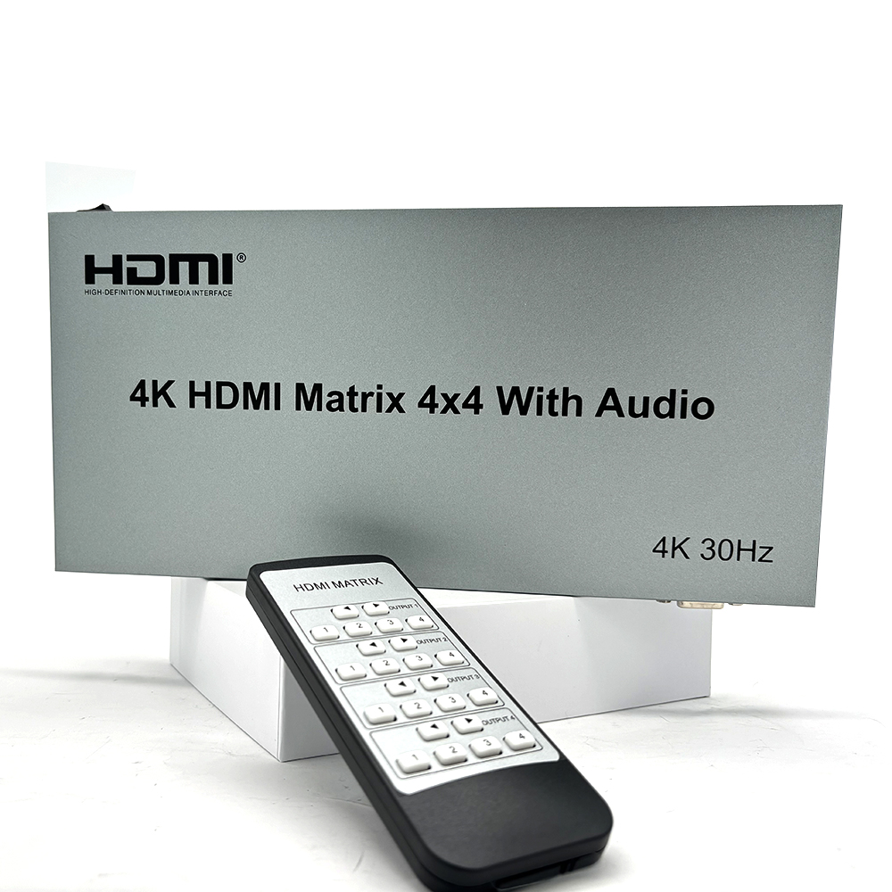 Hdmi Matrix Switch 4X4 4K 60Hz - 4K 60Hz 4x4 HDMIマトリックス R/L 3.5mmオーディオ抽出機能付き