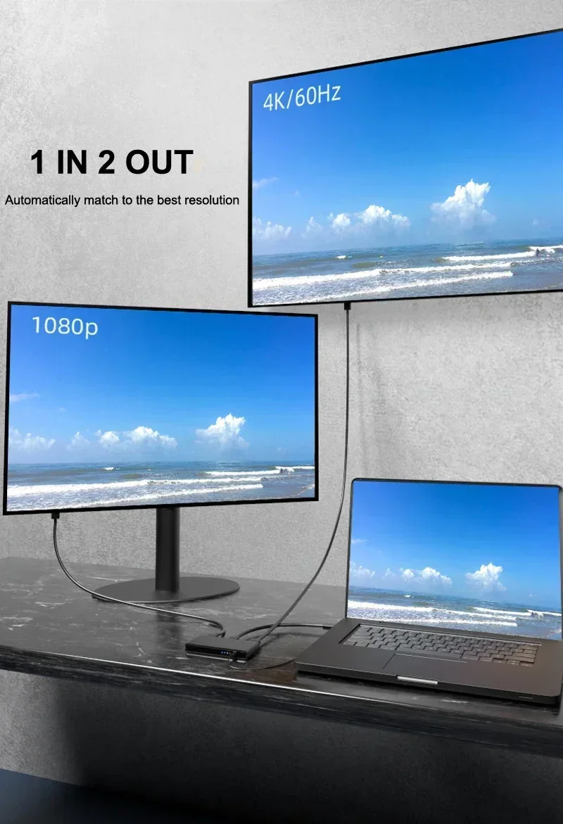 Hdmi Splitter 1 In 4 Out 4K 60Hz - 4K 60Hz HDMIスプリッター 1x2 1x4 1入力2出力