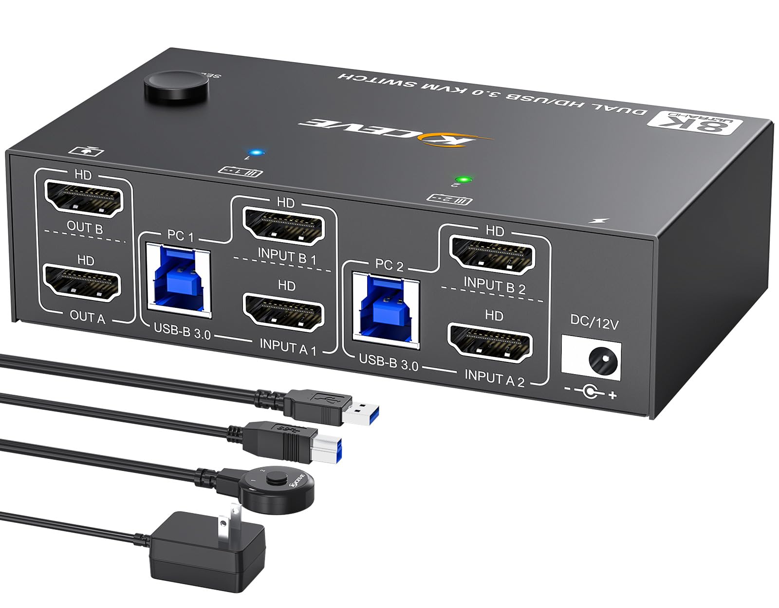Hdmi Kvm Switch 4 Port Dual Monitor - カスタム4K 144Hz KVMスイッチ 2モニター 2台のパソコン対応 8K