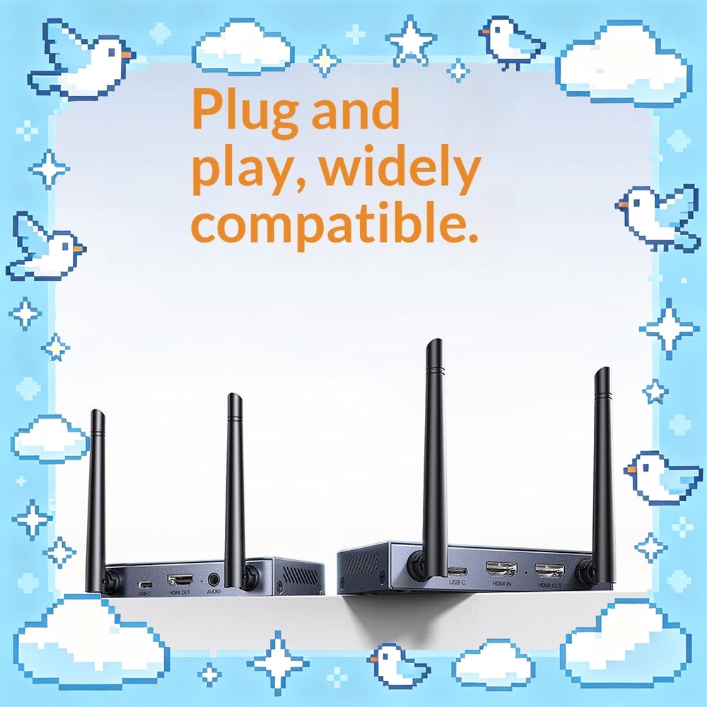 Wireless Hdmi Transmitter And Receiver 4K - UGREEN S513-75533 ワイヤレスHDMIトランスミッター。4K/30Hzに対応し、HDMIループアウト機能を搭載。対応する受信機、テレビ、プロジェクター、プレゼンテーションなどに使用可能。