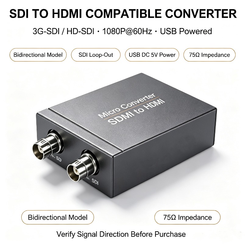 Sdi To Hdmi Converter Broadcast - コンパクトHDMI-SDIコンバーター ループアウト 3G-SDI 1080P 60Hz USBアダプター