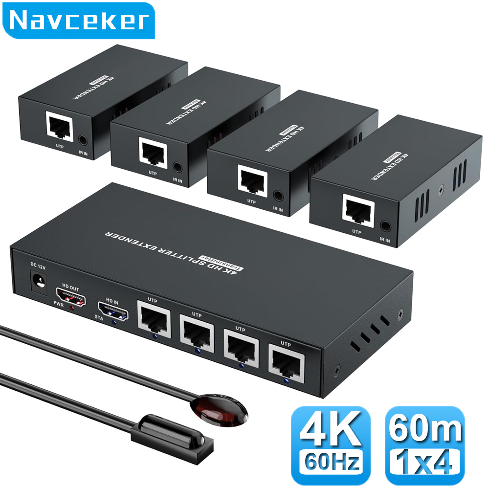 Hdmi Splitter 1 In 4 Out 4K 60Hz - Navceker 4K 60Hz HDMI エクステンダー スプリッター