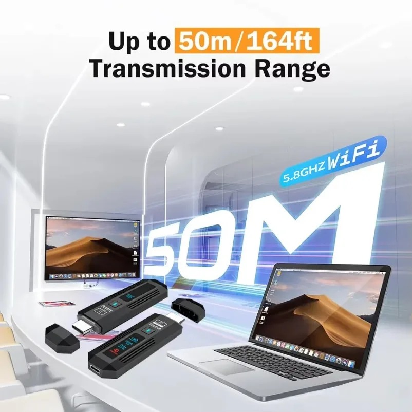 HDMI対応ワイヤレスエクステンダー 50M 1080P 6 - Wireless Hdmi Receiver For Projector のレビューと価格