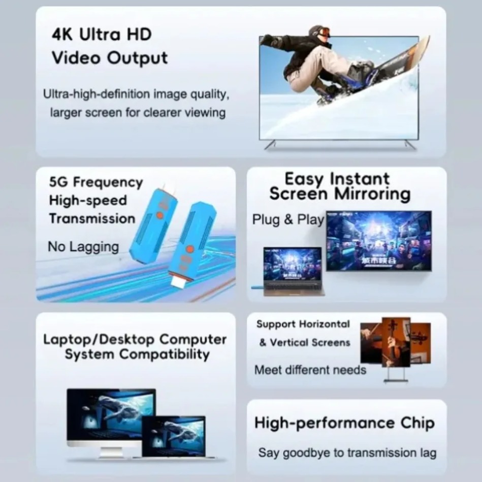 ワイヤレスHDMI対応送受信機 4K 5G 1対2拡張モード - Wireless Hdmi Transmitter And Receiver 4K のレビューと価格