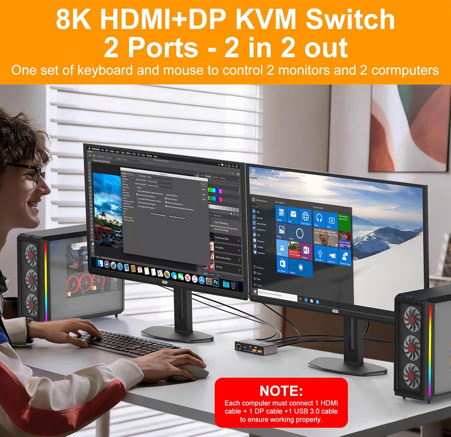 8K対応 DisplayPort HDMI KVMスイッチ  - Hdmi Kvm Switch 4 Port Dual Monitor のレビューと価格
