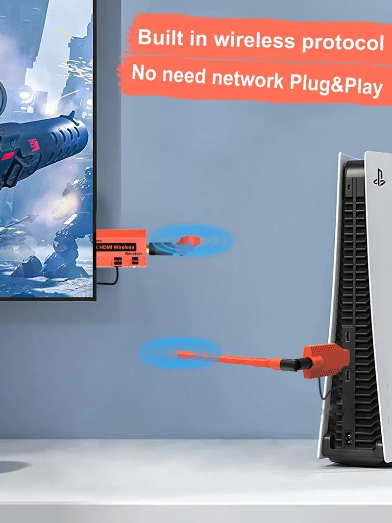 50m 100m 150m 1080p 4K HDMIワイヤ - Wireless Hdmi Transmitter And Receiver 4K のレビューと価格