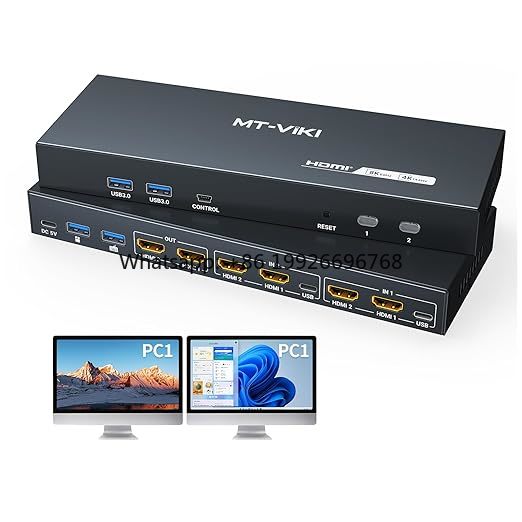8K 60Hz HDMI KVMスイッチ 2モニター 2台の - Hdmi Kvm Switch 4 Port Dual Monitor のレビューと価格