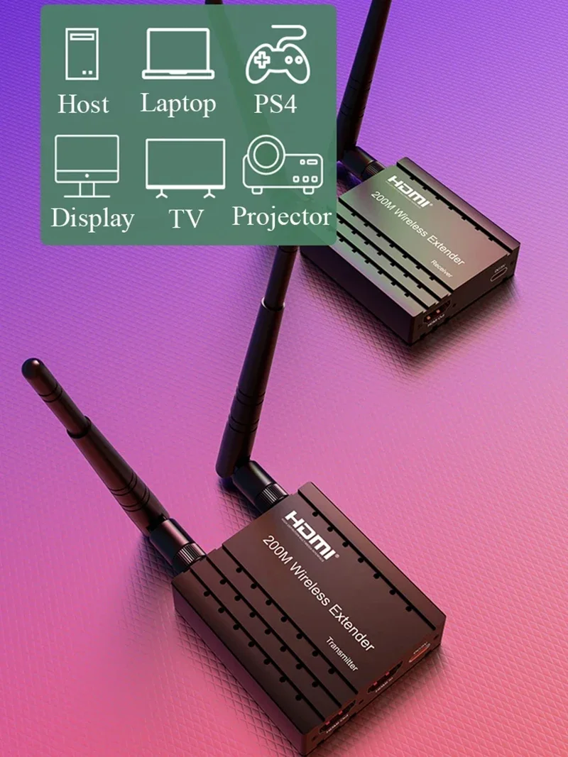 200M ワイヤレス HDMI エクステンダー ビデオ送信機 - Wireless Hdmi Receiver For Projector のレビューと価格