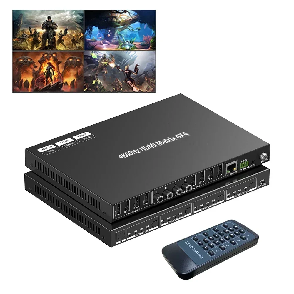 新しい4x4 HDMIマトリックスビデオスプリッターとマトリ - Hdmi Matrix Switch 4X4 4K 60Hz のレビューと価格