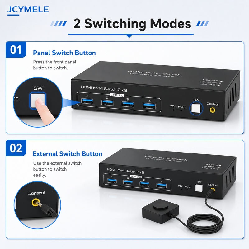 HDMI KVMスイッチ 2台パソコン 2台モニター 4K  - Hdmi Kvm Switch 4 Port Dual Monitor のレビューと価格