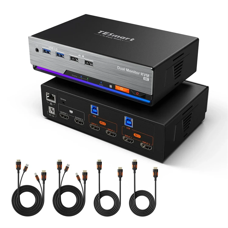TESmart HDMI 2.1 デュアル4K144Hz K - Hdmi Kvm Switch 4 Port Dual Monitor のレビューと価格