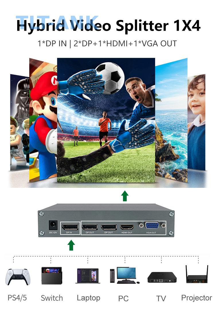 4K 60Hz DisplayPort 1X4 スプリッター - Hdmi Splitter 1 In 4 Out 4K 60Hz のレビューと価格
