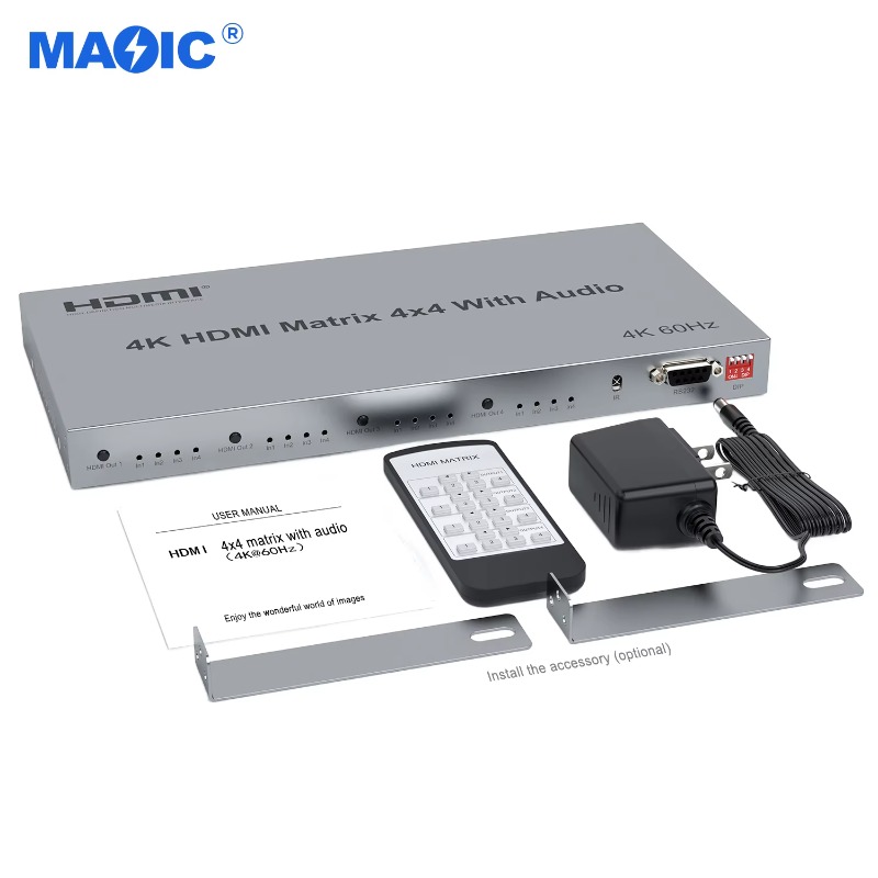 RS232によるシームレスな切り替え機能を備えた4x4 HD - Hdmi Matrix Switch 4X4 4K 60Hz のレビューと価格